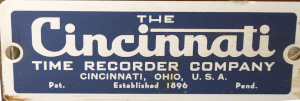Cincinatti Time Recorder Label
