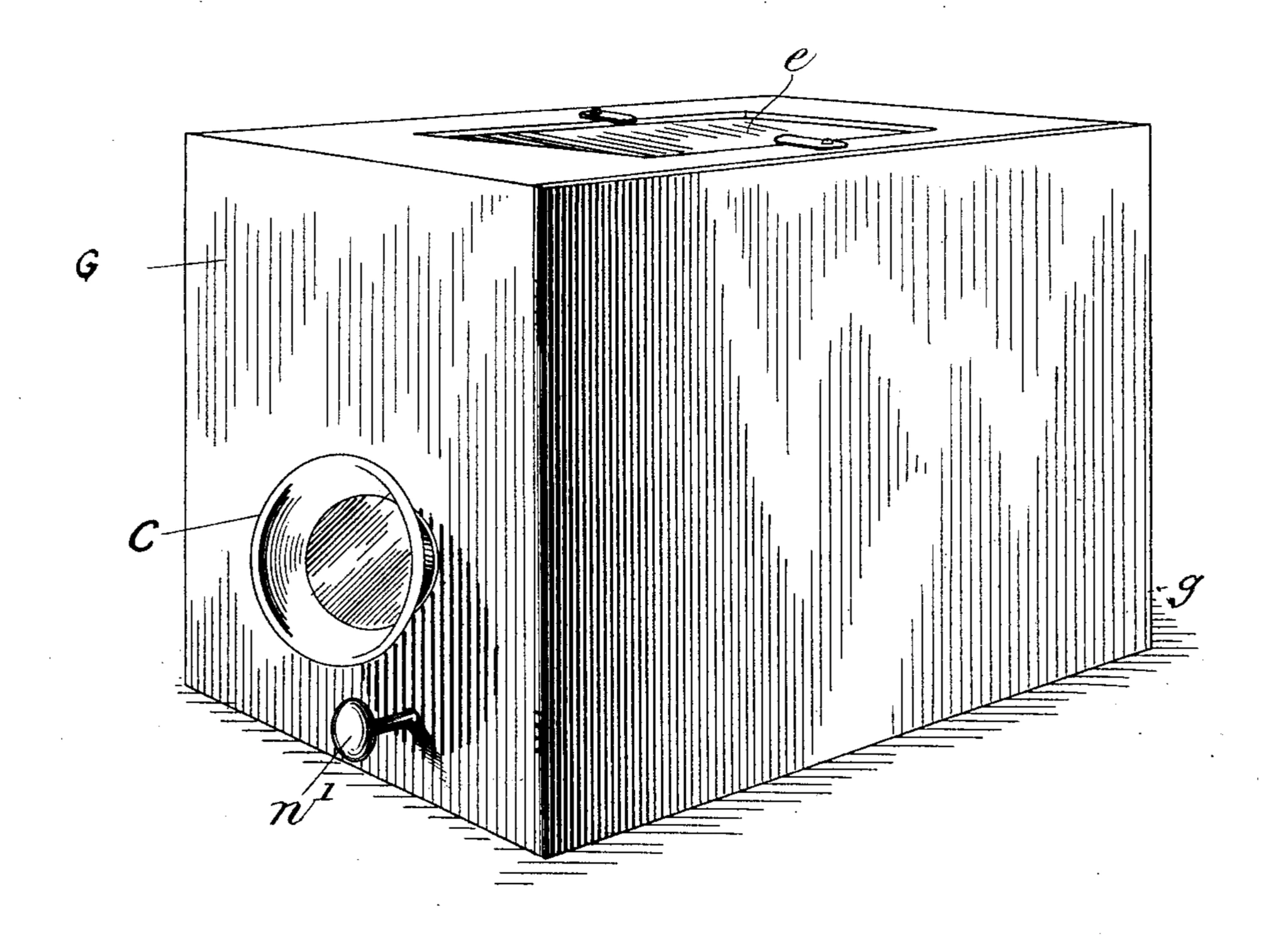 A drawn diagram of a photographic recorder, taken from Witham’s 1898 patent.