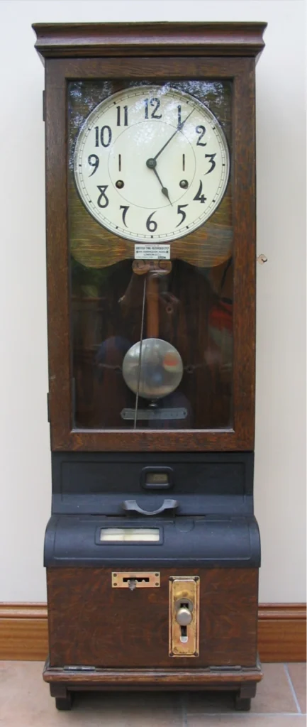 International time Recording Company long case card time recorder