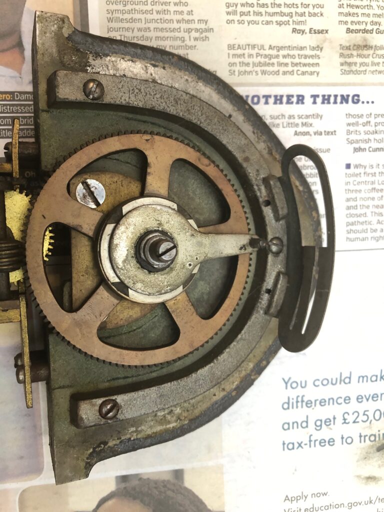 Simplex Time Recorder drum drive before restoration